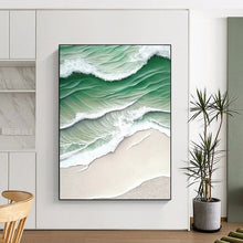 Load image into Gallery viewer, “Aerial Ocean Waves” – Surreal Seascape Acrylic Painting with Calming Tones DTP290
