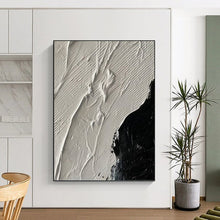 Load image into Gallery viewer, “Textured Monochrome Abstract” - White, Black Abstract Art on Canvas DKH1328
