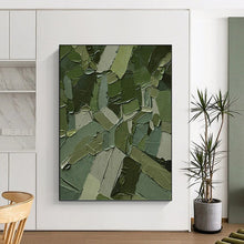 Load image into Gallery viewer, “Mosaic Green Shapes” - Green, Grey Abstract Art on Canvas DKH1211
