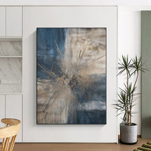 Load image into Gallery viewer, “Blue and Brown Abstract Burst” – Dramatic Abstract with Bursting Colors DTP119
