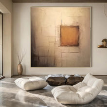 Load image into Gallery viewer, Neutral Line and Square Abstract Canvas Painting, Suited for Modern Gallery Wall &amp; Thoughtful Reading Nook LargeART1300
