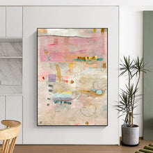Load image into Gallery viewer, Pink and Gold Collage Abstract Painting, Ideal for Bohemian Bedroom &amp; Luxury Spa Lounge LargeART1853
