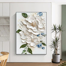 Load image into Gallery viewer, “Elegant White Floral Impasto” - 3D Flower Art on Canvas DKH1388

