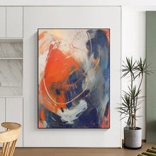 Load image into Gallery viewer, Orange - Blue - White Swirl Art for Energetic Game Room &amp; Creative Studio LargeART0843
