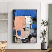 Load image into Gallery viewer, Large - Scale Pink - Blue Urban Abstract Art for Rooftop Lounge &amp; Creative Office LargeART0468
