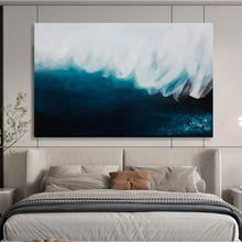 Load image into Gallery viewer, Blue &amp; White Wave Abstract - Coastal Living Room Art LargeART1498
