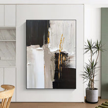 Load image into Gallery viewer, Large Black - White - Gold Accents Art - Perfect for Luxury Bedroom &amp; Upscale Hotel Suite LargeART0788
