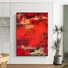 Load image into Gallery viewer, Large - Scale Red - Gold Abstract Art for Dining Room &amp; Luxury Hotel LargeART0472

