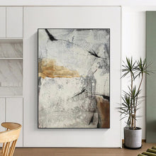Load image into Gallery viewer, “Abstract Gray and Beige Textures” – Layered gray and beige textures, with bold black strokes. DTP338
