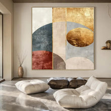 Load image into Gallery viewer, Geometric Gold &amp; Earth - Tone Abstract 2 Canvas Painting, Great for Minimalist Dining Room &amp; Art - Centric Hotel Lobby LargeART1247
