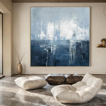 Load image into Gallery viewer, Blue - Gray Abstract Drip Abstract Canvas Painting, Ideal for Coastal Home Office &amp; Serene Bedroom LargeART1138
