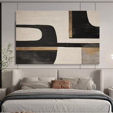 Load image into Gallery viewer, Hand - painted Black, White, and Gold Geometric Shapes Acrylic Art for Luxurious Dining Room Accents LargeART1734
