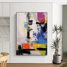 Load image into Gallery viewer, Large - Scale Hand - painted Colorful Abstract Layers Acrylic Art for Modern - Chic Apartments LargeART0239
