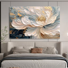 Load image into Gallery viewer, Gold - Accented Floral Abstract Painting on Canvas - “Elegant Blossom” DKH682
