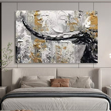 Load image into Gallery viewer, Textured Bull Head Abstract Painting On Canvas for Bold Living Room &amp; Masculine Study DKH336
