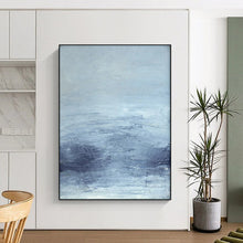 Load image into Gallery viewer, Monochromatic Blue Abstract Landscape, Ideal for Cool - Toned Bedroom &amp; Calm Office LargeART1962
