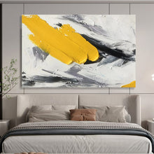 Load image into Gallery viewer, Bold Yellow &amp; Grey Abstract - Energetic Living Room Art LargeART1509
