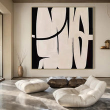 Load image into Gallery viewer, Black &amp; White Bold Forms Abstract Canvas Painting, Ideal for Industrial - Chic Loft &amp; Modern Entryway LargeART1119
