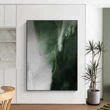 Load image into Gallery viewer, Green and Gray with Yellow Line Acrylic Art - Suited for Contemporary Bedroom &amp; Thoughtful Study LargeART0649
