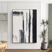 Load image into Gallery viewer, “Vertical Strokes” – Tall black, gray strokes on white, varied textures DTP367
