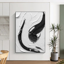 Load image into Gallery viewer, “Dynamic Black Strokes” – Jagged black impasto on white, varied textures DTP377
