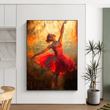 Load image into Gallery viewer, “Ballerina in Fiery Red” - Impressionistic Ballet Art on Canvas DKH1639
