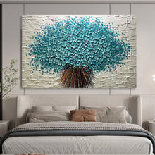 Load image into Gallery viewer, “Blue Blossom Tree” - Textured Abstract Acrylic of a Floral Tree, Suits Bedroom and Conservatory DLZ213
