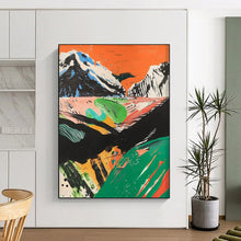 Load image into Gallery viewer, “Abstract Mountain Landscape in Bold Colors” – Vibrant Mountain Oil Painting with Expressive Brushstrokes DTP092
