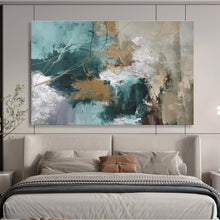 Load image into Gallery viewer, Teal Gold Fusion Abstract Painting DKH513
