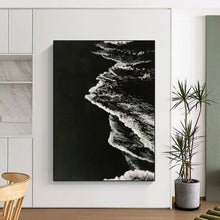 Load image into Gallery viewer, “Black - and - White Wave Silhouette” – Monochrome black and white, with wave silhouettes creating a strong contrast. DTP349
