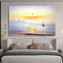 Load image into Gallery viewer, Sunset Sail: Warm - Toned Seaside Scene Large - Scale Hand - painted Abstract Acrylic Art DLZ181
