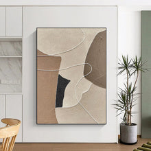 Load image into Gallery viewer, “Neutral Tones &amp; Lines” - Beige, Brown, Black, White Abstract Art on Canvas DKH1112
