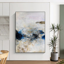 Load image into Gallery viewer, “Blue &amp; Gold Abstract Impasto” - Expressive Abstract Art on Canvas DKH1521
