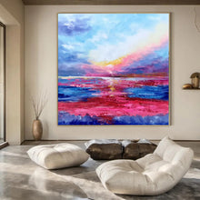 Load image into Gallery viewer, Vivid Sunset Abstract Canvas Painting, Ideal for Coastal Home Living Room &amp; Relaxing Spa LargeART1318
