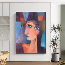 Load image into Gallery viewer, Colorful Cubist Portrait Abstract Painting, Perfect for Art - Lover’s Bedroom &amp; Bohemian Living Room LargeART1997
