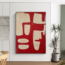 Load image into Gallery viewer, Red &amp; Beige Abstract Shapes - Ideal for Bohemian Living Room &amp; Art Studio LargeART2367
