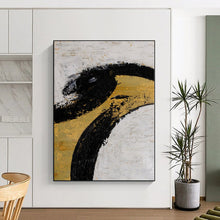 Load image into Gallery viewer, Hand - painted Large - sized Bold Black and Gold Abstract Acrylic Art for Luxurious Lounges LargeART0039
