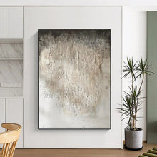 Load image into Gallery viewer, Beige Textured Abstraction Art for Minimalist Library &amp; Art Gallery LargeART0867
