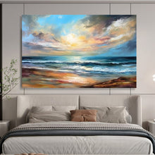 Load image into Gallery viewer, Large - Scale Hand - painted Seaside Sunset Ideal for Living Room Sofa Backdrop LargeART1595
