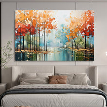 Load image into Gallery viewer, Misty Autumn Forest Large - scale acrylic painting DLZ164
