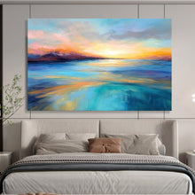 Load image into Gallery viewer, Vibrant Sunset Over the Ocean Abstract acrylic painting DLZ069
