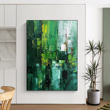 Load image into Gallery viewer, “Vibrant Green Abstract Layers” - Expressionistic Abstract Acrylic, Great for Contemporary Bedroom and Art Studio DTP012
