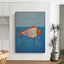 Load image into Gallery viewer, Colorful Collage Fish Art for Nautical Nursery &amp; Coastal Kitchen LargeART0876
