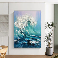 Load image into Gallery viewer, “Impasto Ocean Wave” - Textured Sea Scene on Canvas DKH1448
