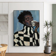 Load image into Gallery viewer, Blue - Black - White Abstract Portrait, Ideal for Stylish Home Office &amp; Modern Living Room LargeART2045
