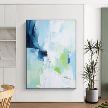 Load image into Gallery viewer, Custom Large Blue and Green Abstract Art - Great for Modern Office Break Room &amp; Nature - Loving Home LargeART0769
