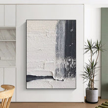 Load image into Gallery viewer, “Textured White and Black Abstract with Linear Marks” – Minimalist Abstract Highlighting Texture and Contrast DTP147
