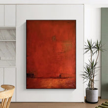 Load image into Gallery viewer, Deep Red Textured Field Acrylic Art - Suited for Dramatic Dining Room &amp; Introspective Study LargeART0653
