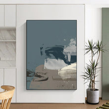 Load image into Gallery viewer, Muted Shapes in Blue &amp; Gray – Abstract Mixed - Media with Subtle Marks DTP242
