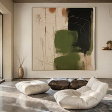 Load image into Gallery viewer, Green &amp; Black Abstract Canvas Painting, Ideal for Artistic Workspace &amp; Eclectic Living Room LargeART1298

